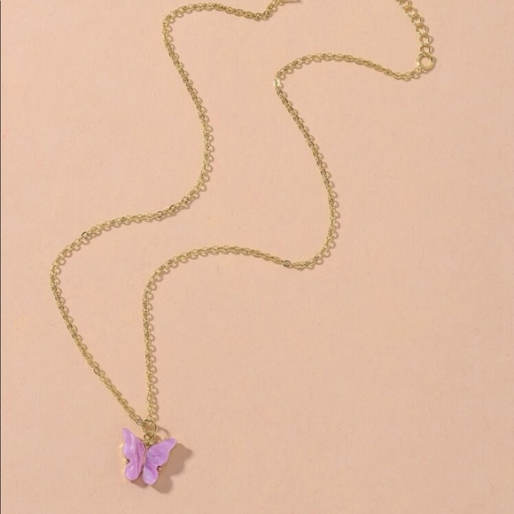 Dainty Lavender Butterfly Necklace - Picture 2 of 4